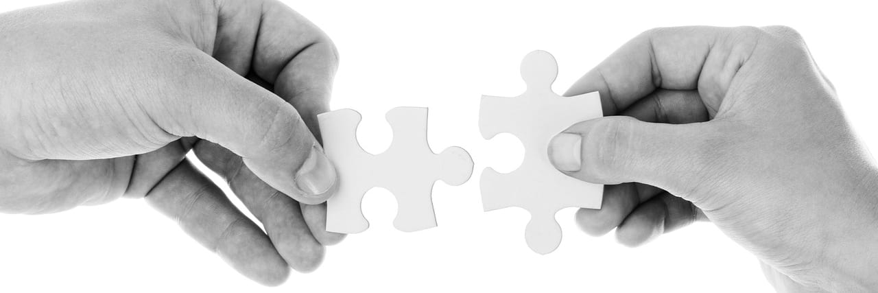 Jigsaw puzzle pieces close up