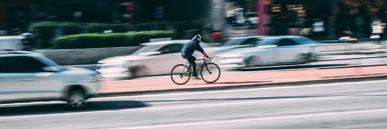 Motion blur of a fast-moving city street